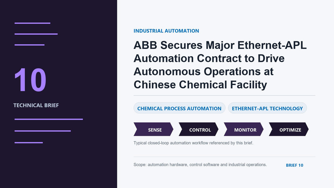 ABB Secures Major Ethernet-APL Automation Contract to Drive Autonomous Operations at Chinese Chemical Facility