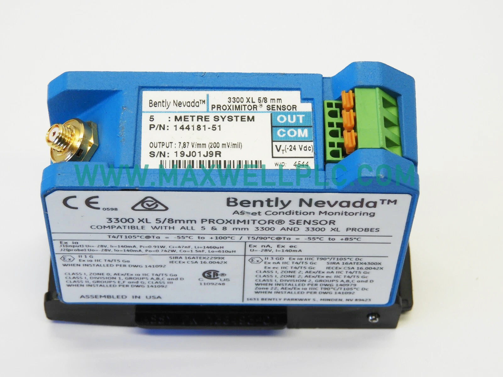 Sensor de proximidad Bently Nevada 144181-51 Serie 3300 XL