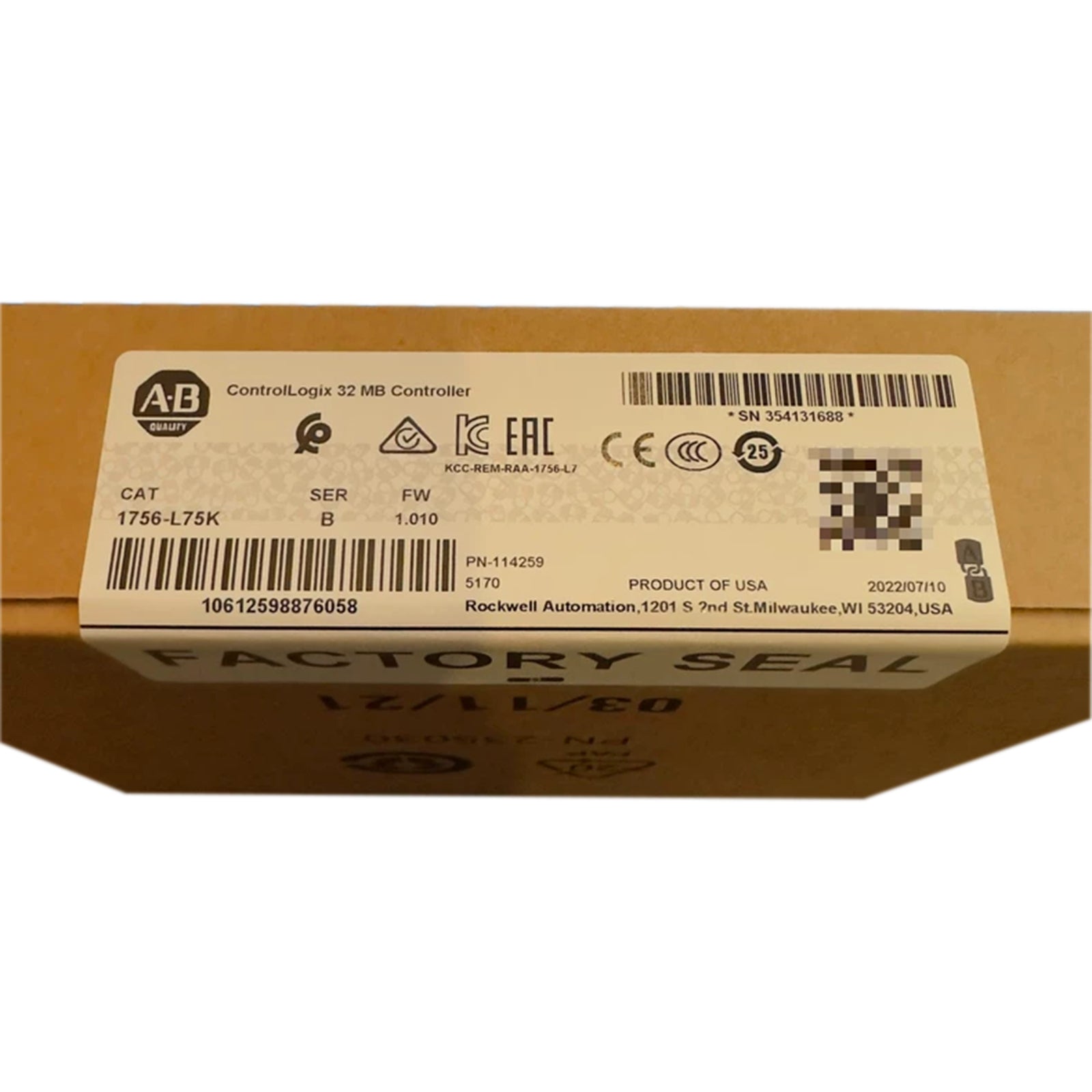 1756-L75K Allen-Bradley Processor Module ControlLogix