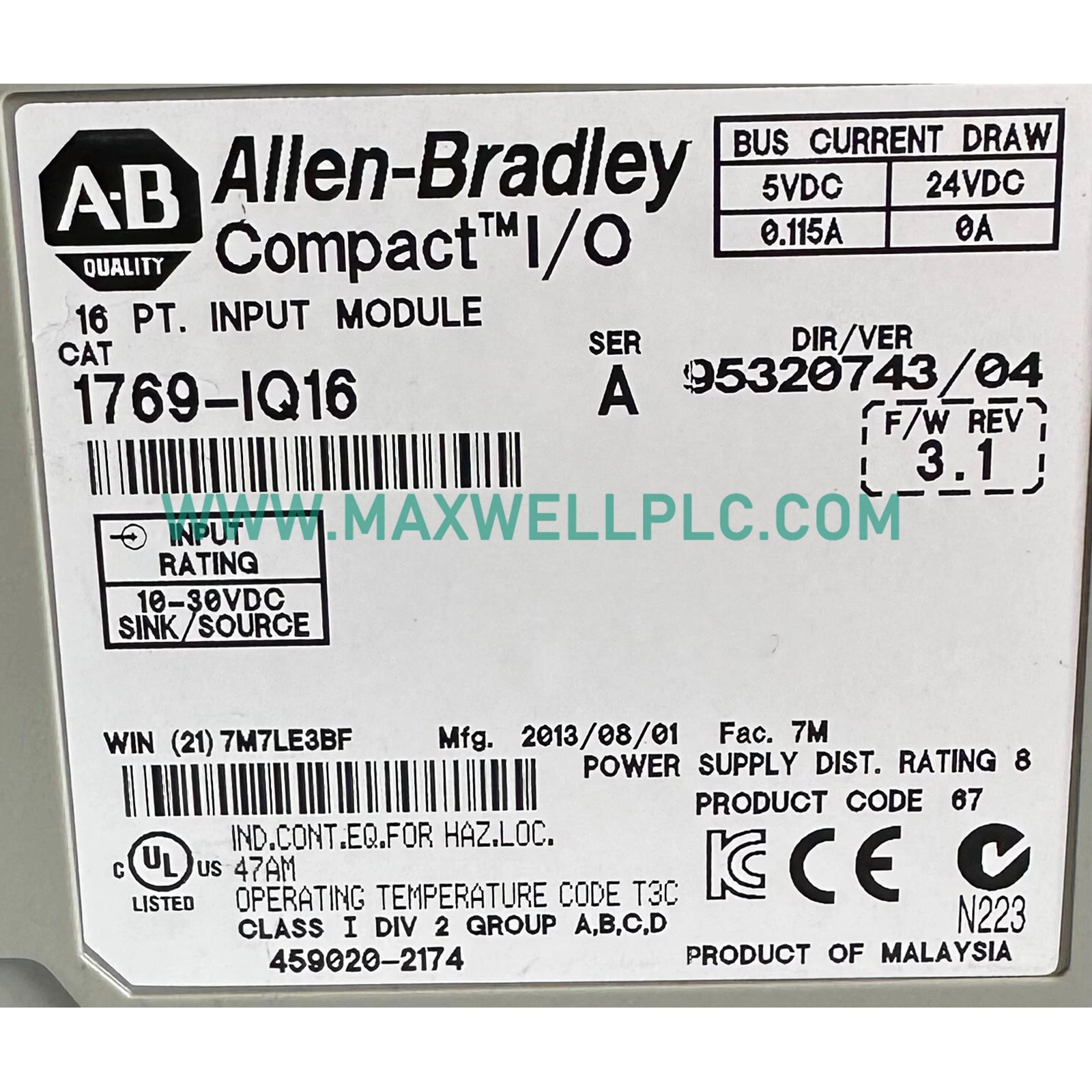 Módulo de entrada digital CompactLogix Allen-Bradley 1769-IQ16