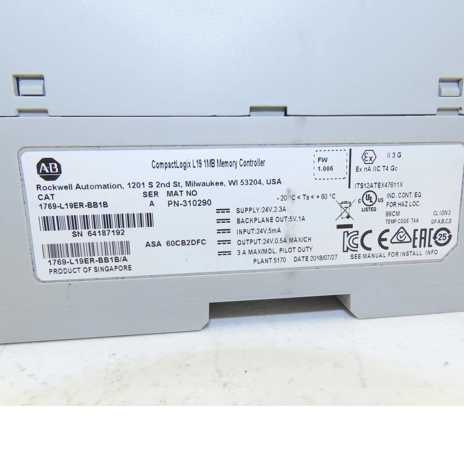 Controlador 1769-L19ER-BB1B Allen-Bradley CompactLogix 5370 L1