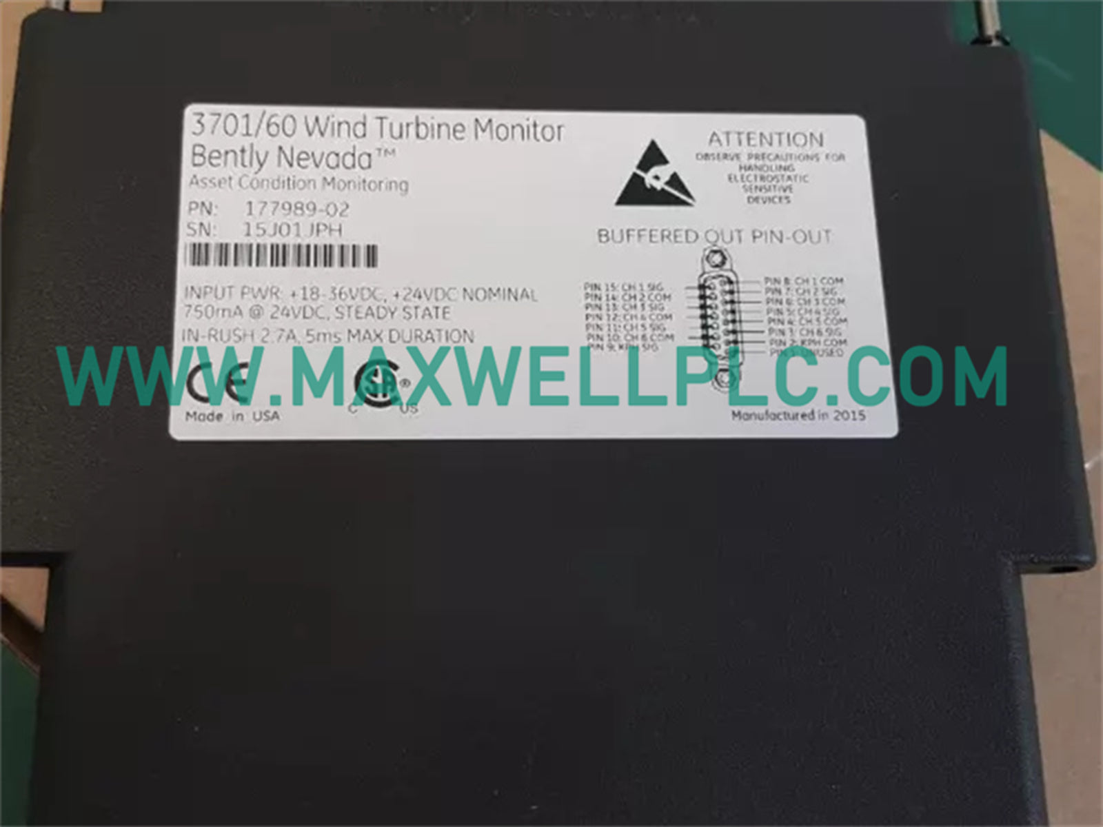 3701/60 177896-02 Bently Nevada 3701 Machinery Dynamics Monitor Wind Turbine Monitor