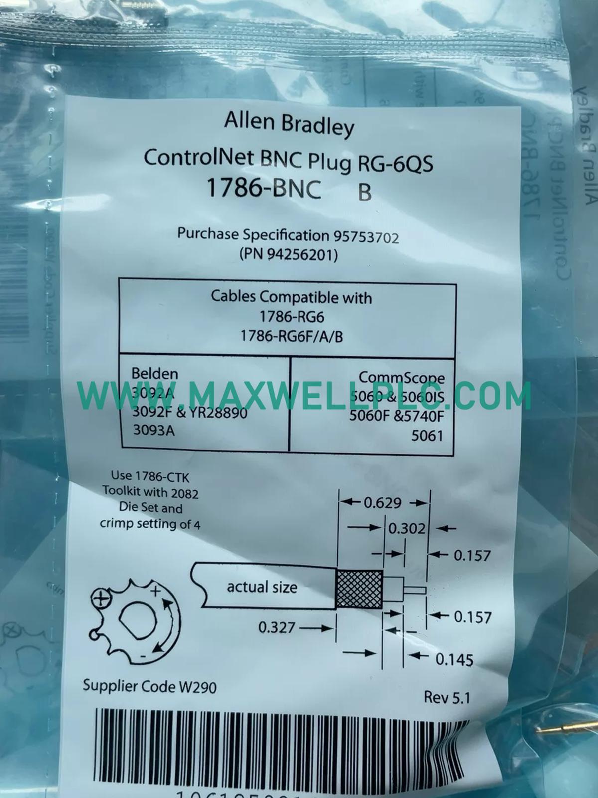 1786-BNC Allen-Bradley ControlNet Series Cable Connector