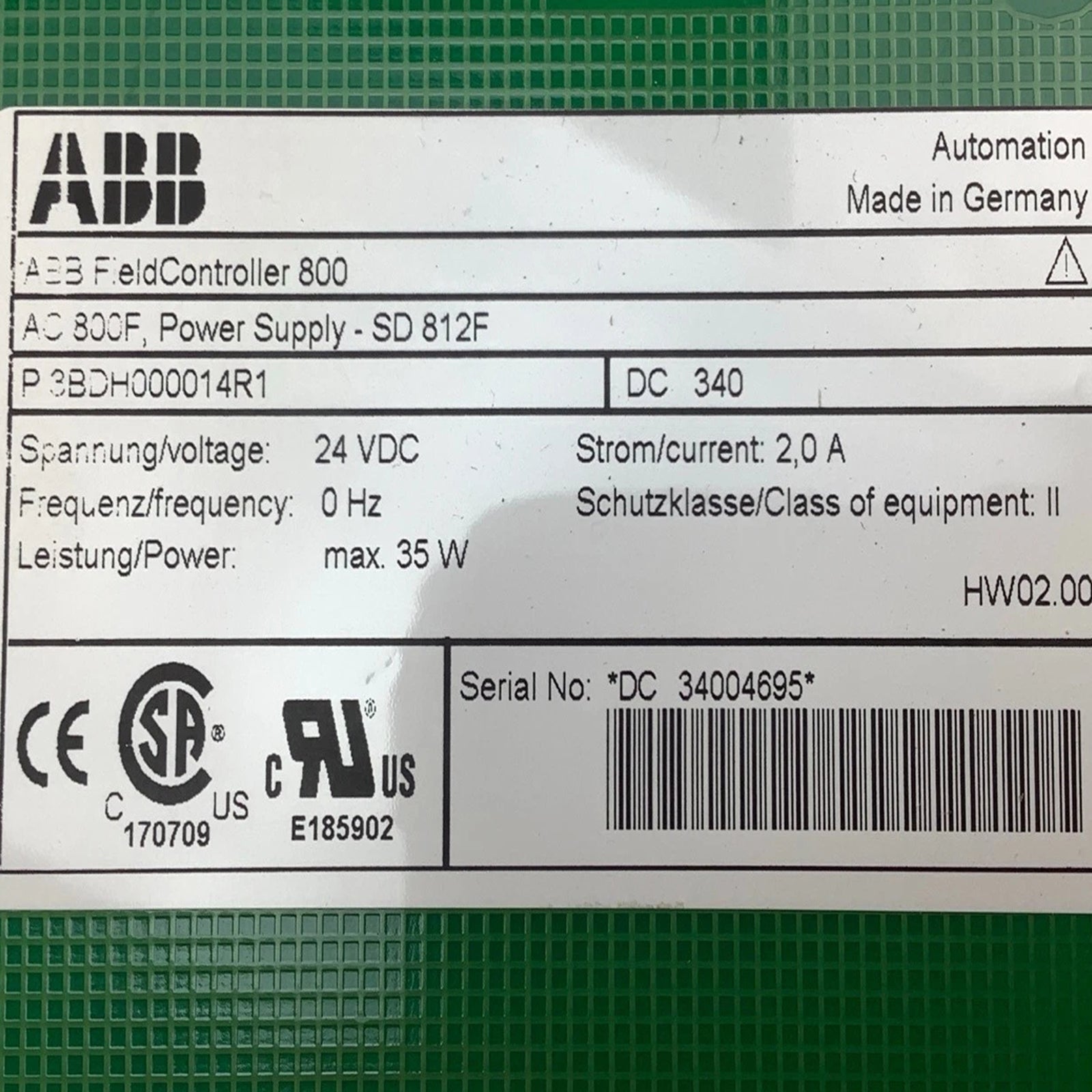 SD 812F ABB SD812F 3BDH000014R1 AC800F Redundant Power Supply Module
