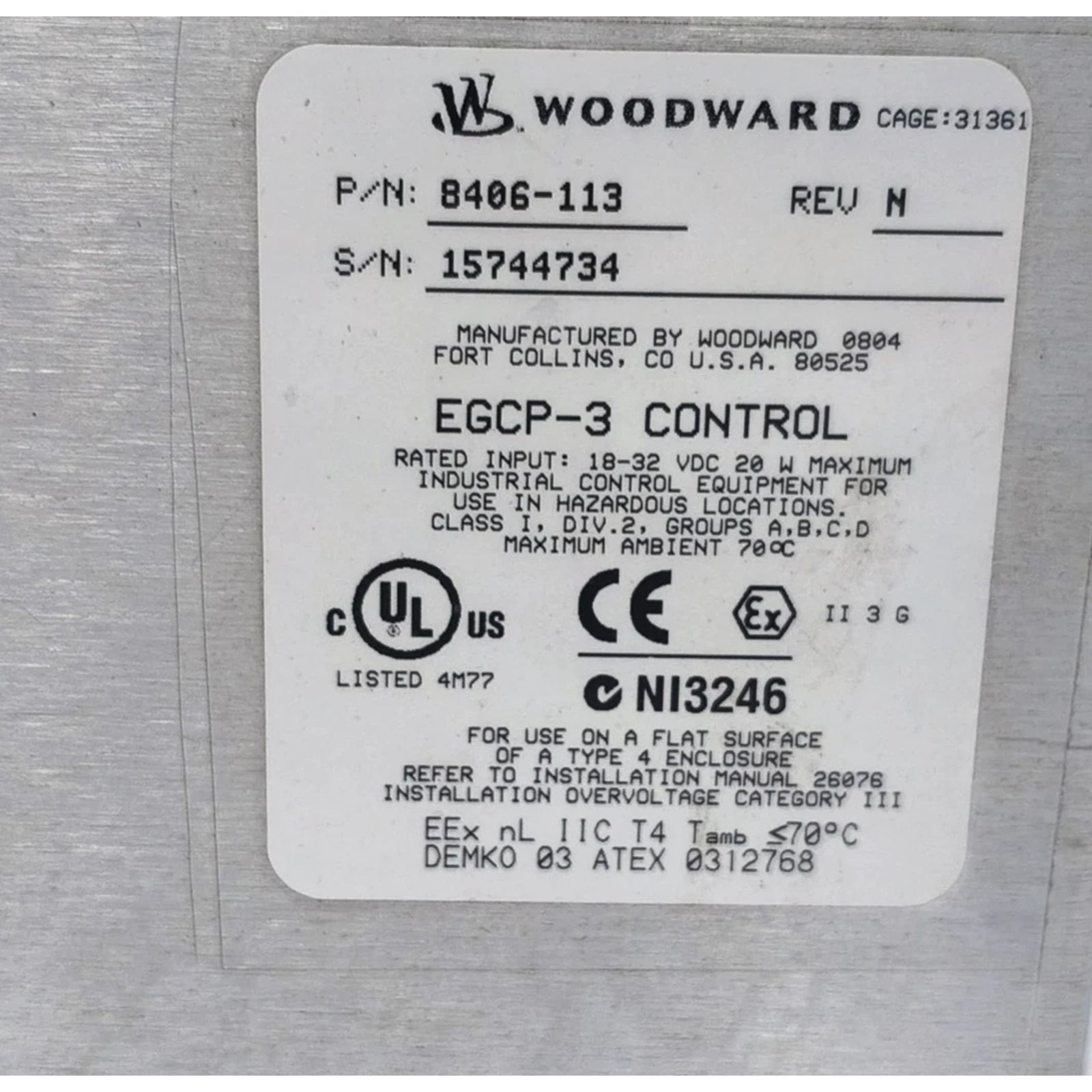 Woodward 8406-113 EGCP-3 Load Sharing Control Module | LS Engine Generator Package