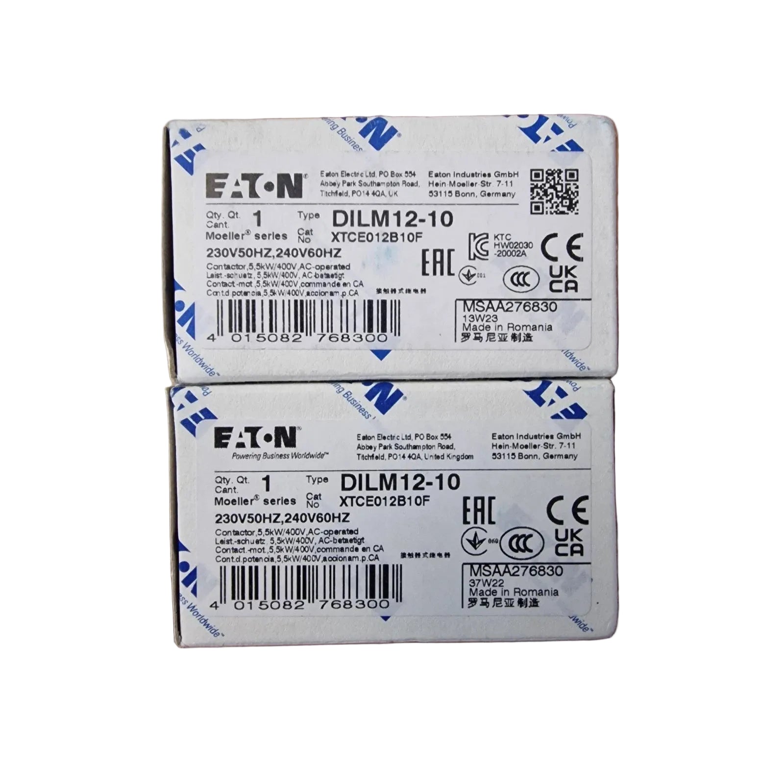 Eaton DILM12-10(24VDC) كونتكتور 276845 ثلاثي الأقطاب 5.5 كيلو واط ملف 24 فولت تيار مستمر