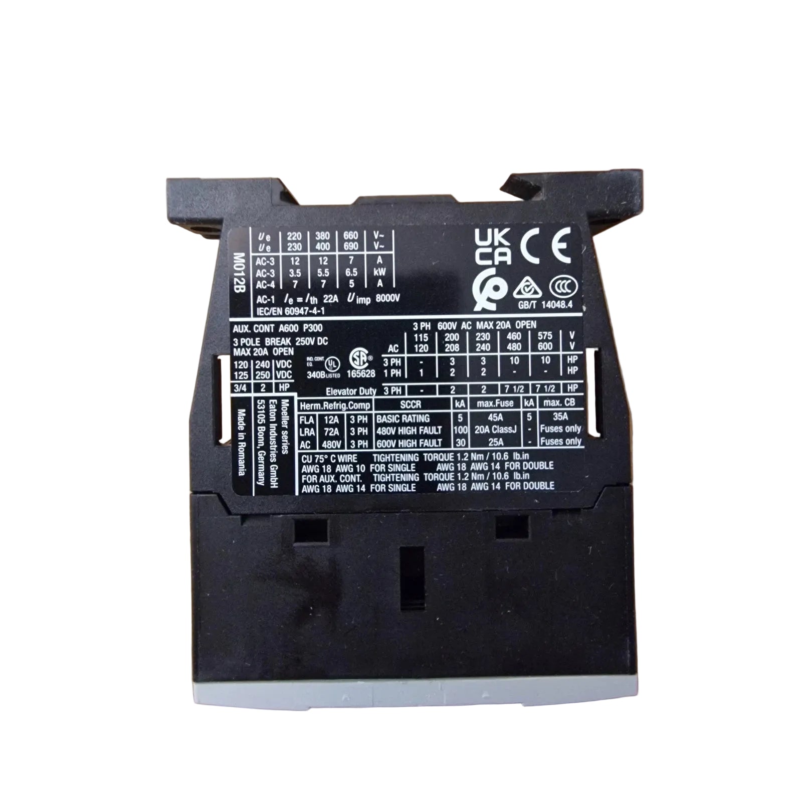 Eaton DILM12-10(24VDC) كونتكتور 276845 ثلاثي الأقطاب 5.5 كيلو واط ملف 24 فولت تيار مستمر