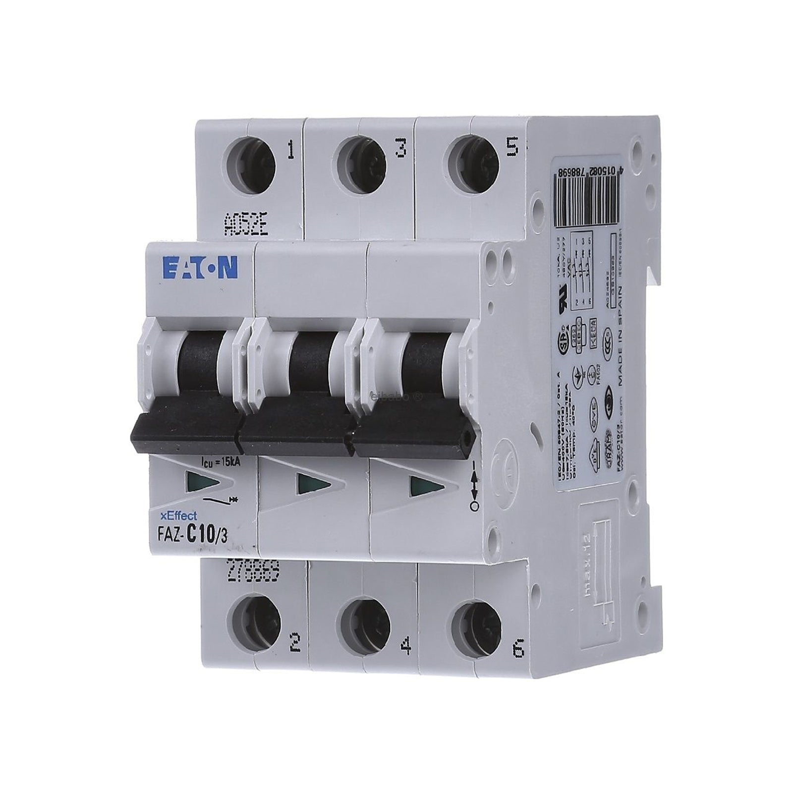 Eaton FAZ-C10/3 Miniature Circuit Breaker 278869 3-Pole 10A Type C