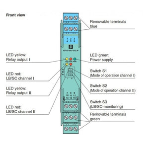 Pepperl+Fuchs KFD2-SR2-Ex2.W مضخم مفتاح، حاجز معزول ثنائي القناة