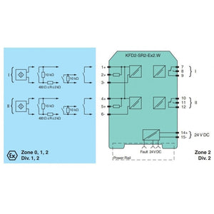 Pepperl+Fuchs KFD2-SR2-Ex2.W مضخم مفتاح، حاجز معزول ثنائي القناة