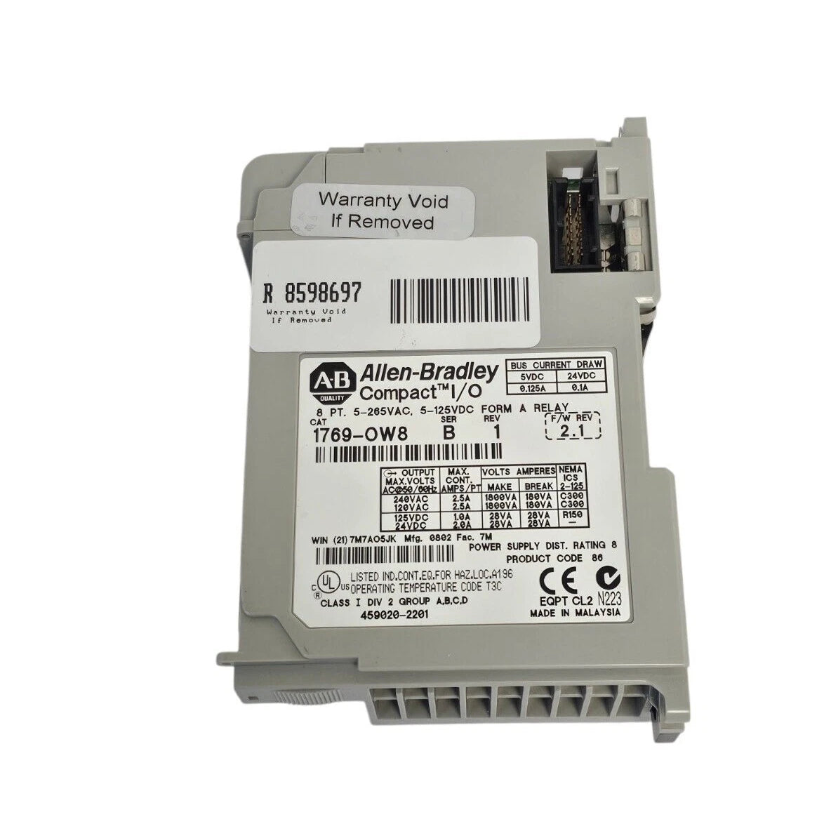 وحدة الإخراج المنفصلة Allen-Bradley 1769-OW8 CompactLogix