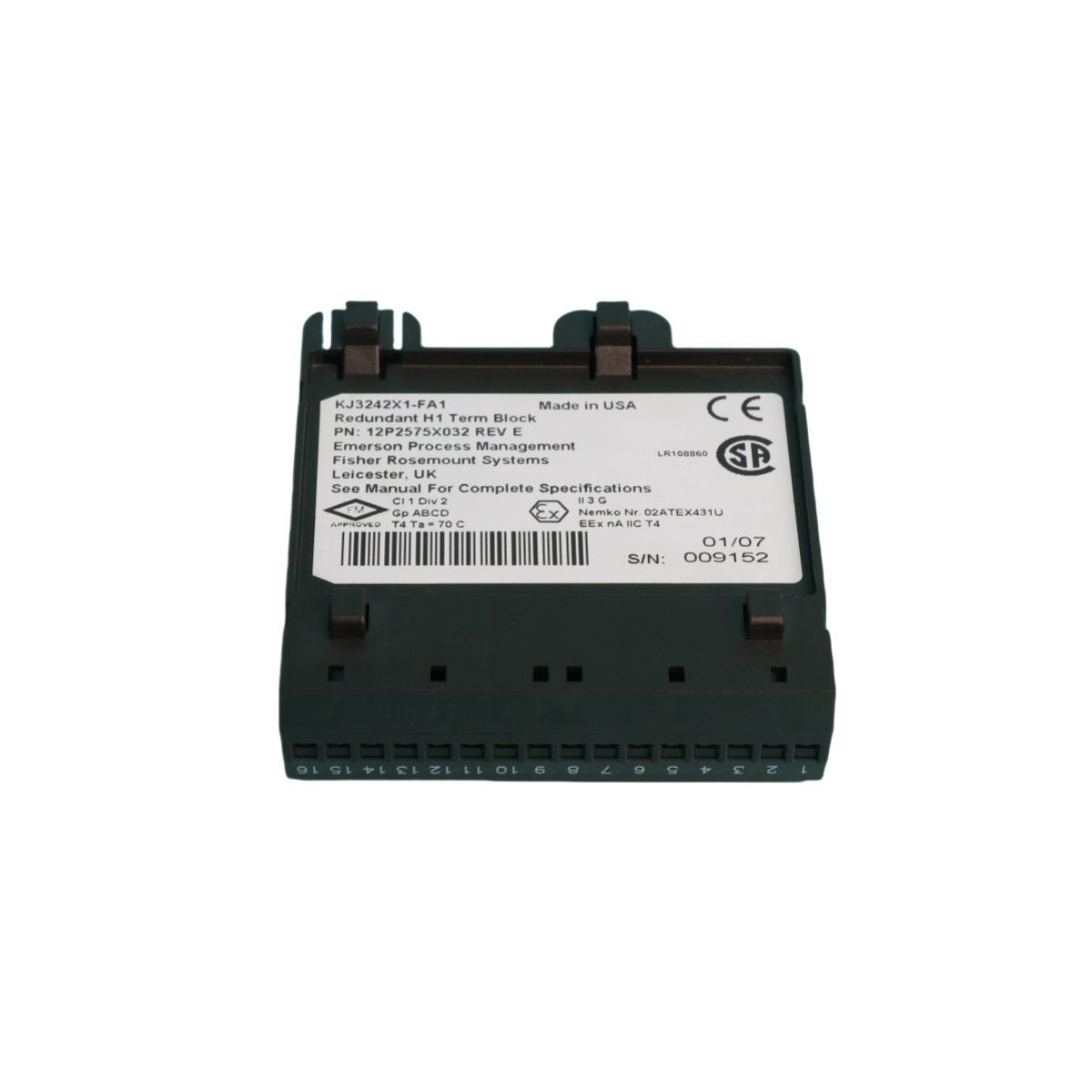 KJ3242X1-FA1 12P2575X032 Emerson DeltaV Redundant H1 Terminal Block