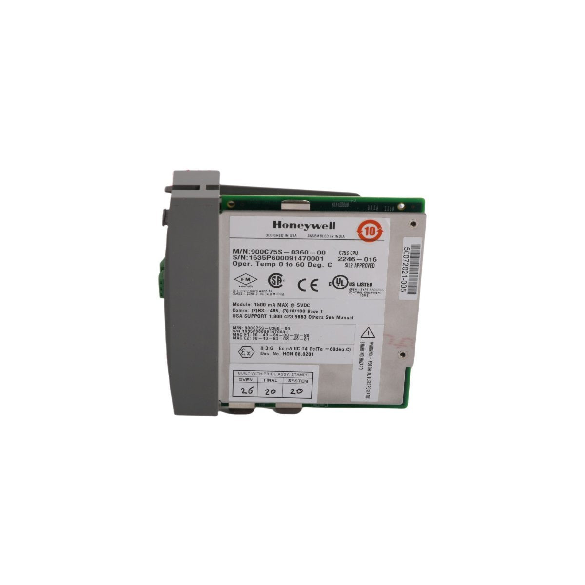 900C75-0560 Honeywell ControlEdge HC900 Redundant C75 CPU Controller