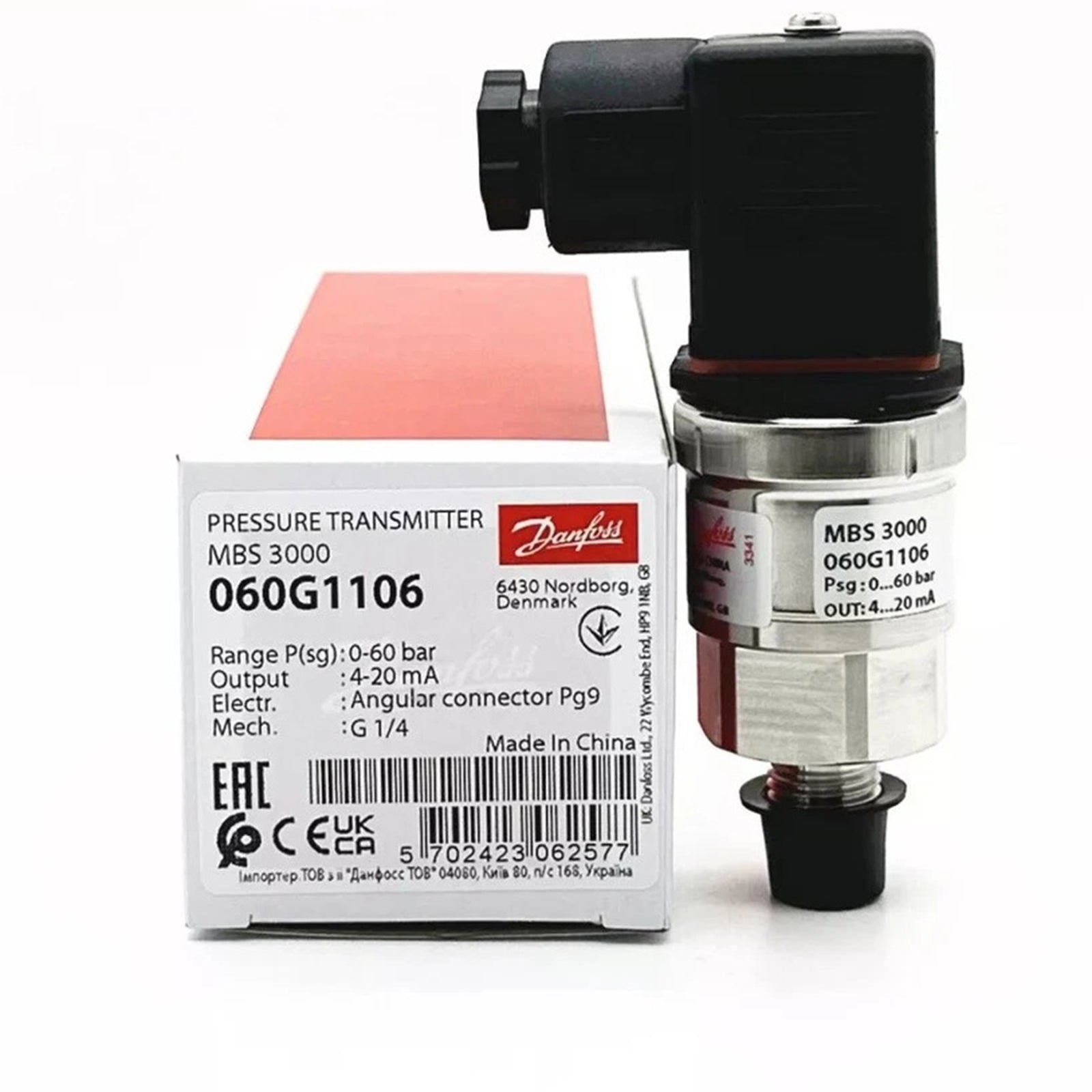 Danfoss MBS 3000 Compact Pressure Transmitter 060G1133 4-20mA Sensor